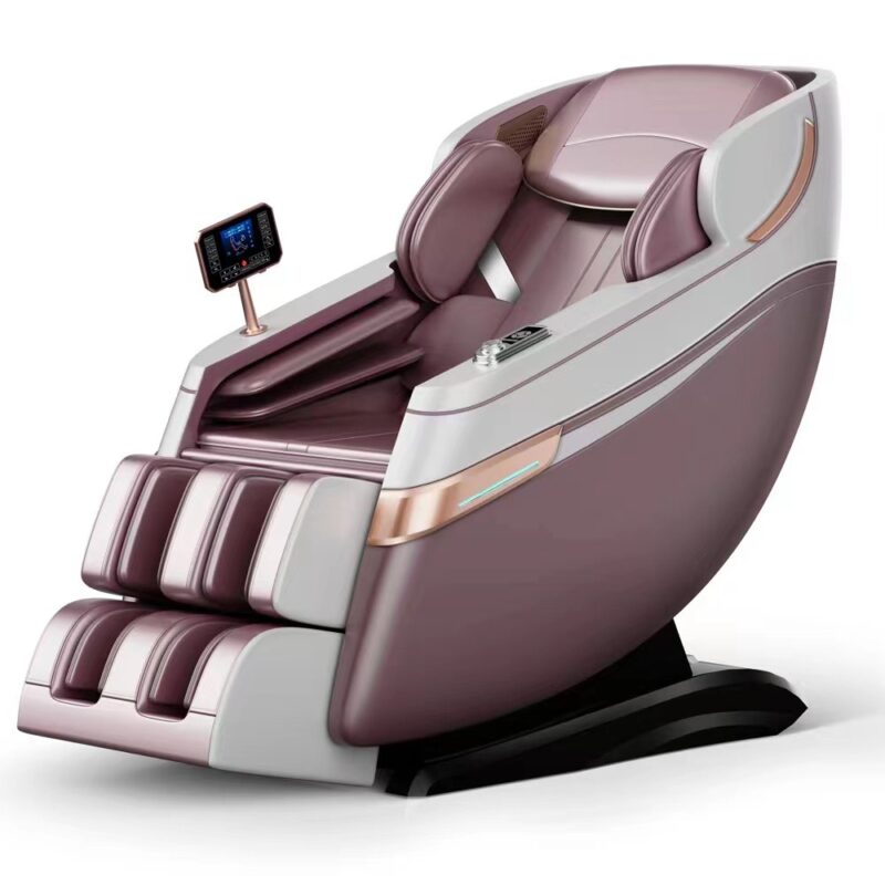 Molink AS-666 zero-gravity massage chair in mauve and off-white with rose gold accents