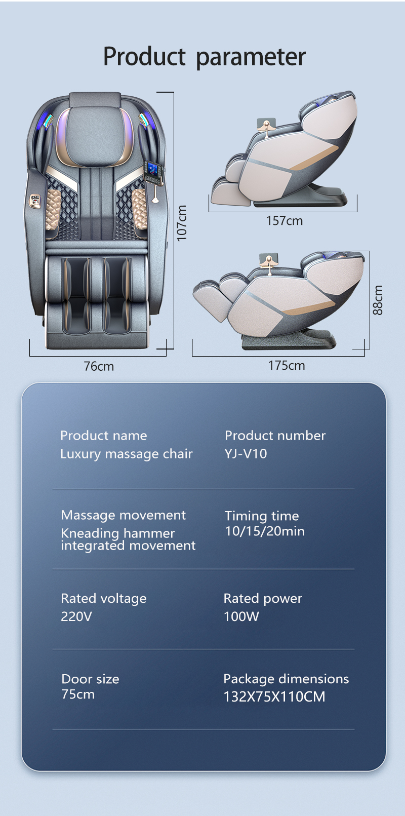 Molink AS-677 full body massage chair - detail view