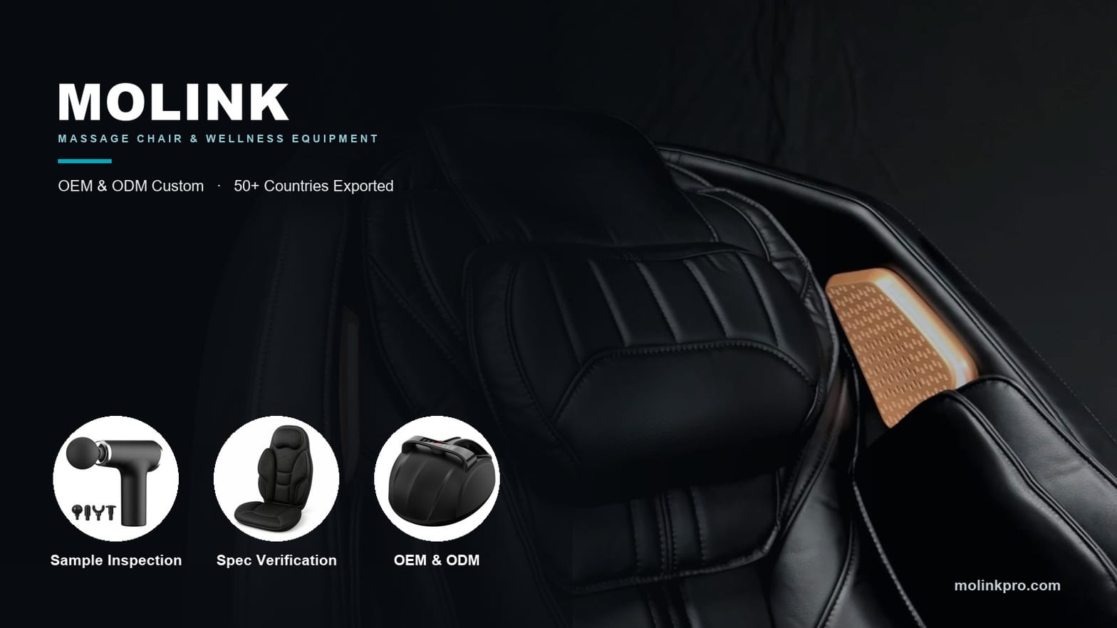 Molink Tech banner showing sample inspection, specification verification and OEM and ODM support